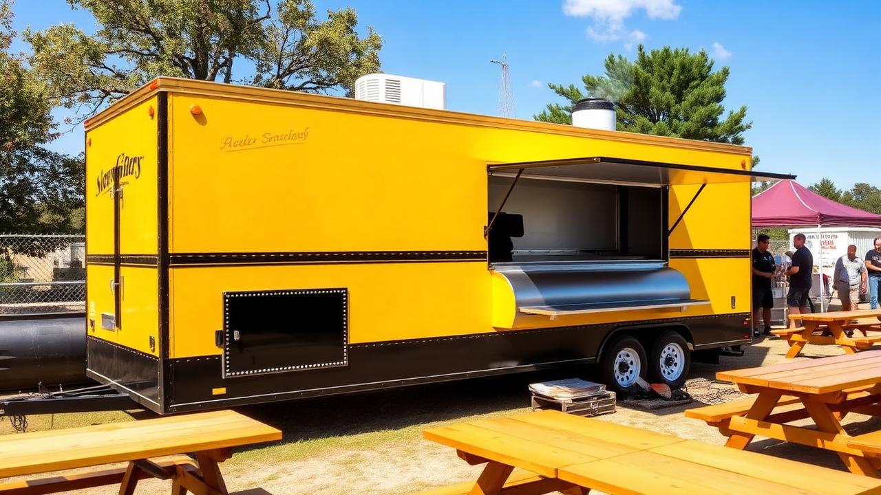 RRR Triple R BBQ trailer setup at an outdoor event